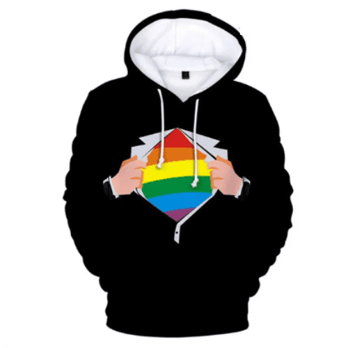 Moletom com capuz LGBT 3D: Orgulho e Estilo.